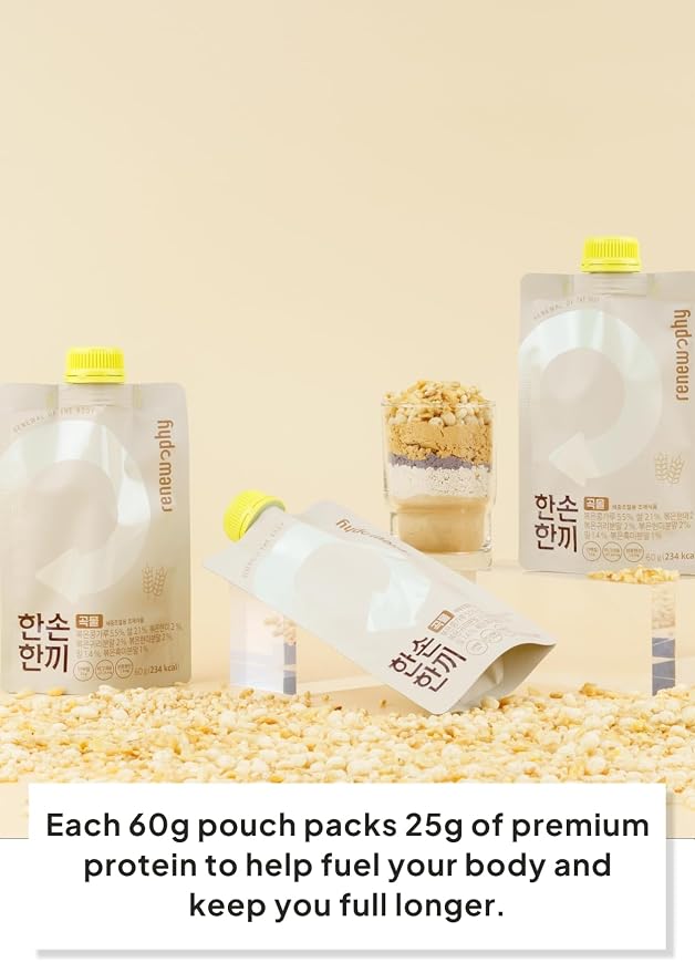 Korean Food Plant-Based Protein Shake, Misugaru, 7 Pack, 25g Protein Mix | Roasted multi-grain misugaru drink mix, just add water or milk for a convenient 7-pack beverage