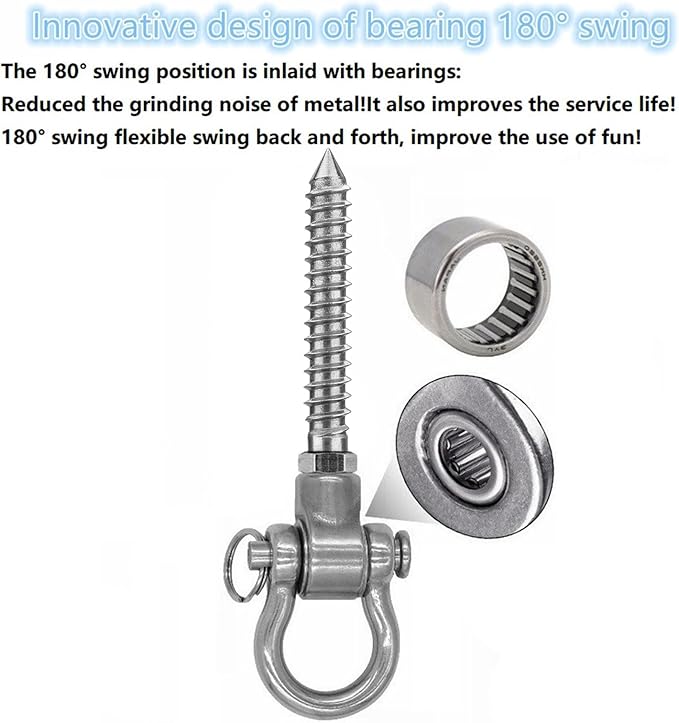 4 Heavy Duty Swing Hangers Permanent Anti Rust Bearing, 180 Swing Hardware, 1500 LBS, 304 Stainless Steel Color