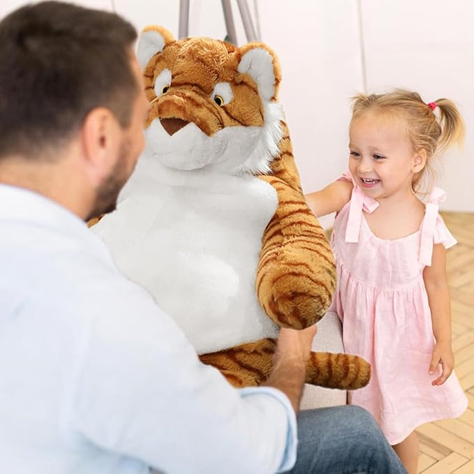 ARELUX Giant 22in Big Tiger Plush Large Stuffed Animal Hugging Pillow: Soft Jumbo Sleeping Body Warm Fluffy Pillow Adorable Chubby Plushie Toy Gifts for Boys Girls