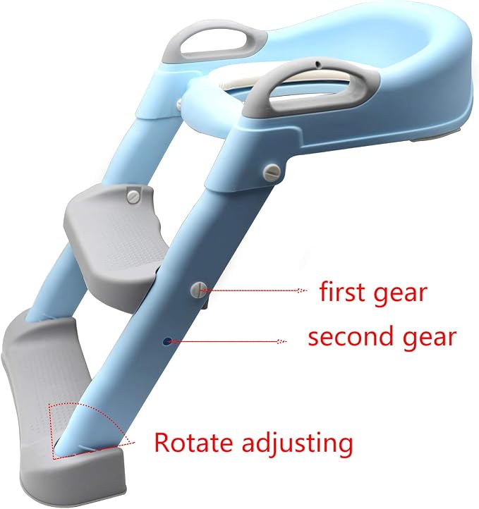 SMT- Classic Potty Training Toilet Ladder Seat With Upgraded Cushion Step Stool Ladder Toilet Chair/Toilet Trainer for Baby Toddler Kids Children In Blue [P/N: ET-BABY002-BLUE STEP-C]