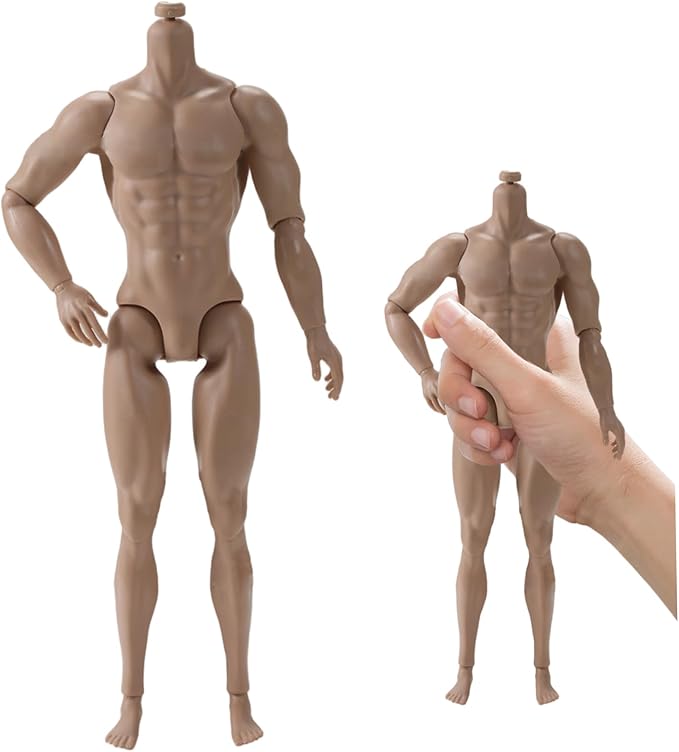 Action Figure Body, 1/6 Scale Action Figure, 6" Multi Jointed Movable Male Muscular Body for Display Collection, Light Brown