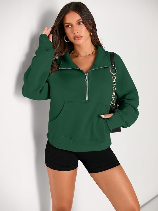 AUTOMET Womens Sweatshirts Half Zip Fleece Pullover Fall Outfits | Fall Fashion Clothes 2026,Cropped Sweatshirts,Cute Y2k Tops,Quarter Zipper Sweater,Winter Loungwear Outfits