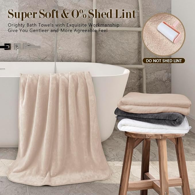 Orighty Microfiber Bath Towels Pack of 2(27'' x 54'') - Soft Feel, Highly Absorbent, Quick Drying for Body, Sport, Yoga, SPA, Fitness - Brown