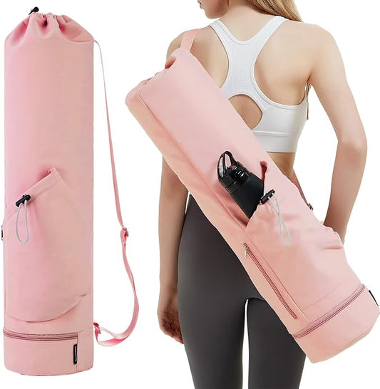 Yoga Mat Bag,Full Zip Cargo Yoga Mat Carrier Bag with Drawstring Water Bottle Pocket,Exercise Yogas Mats Carrier Holder for Women & Men