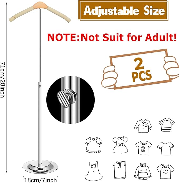 Huaerle 5 Pcs Child T Shirt Display Stand Adjustable Clothes Rack Display Flexible Shoulder Stand Portable Clothes Hanger Clothing Hanging Rack for Garment Coat Retail Vendor, Height 16-27.9In