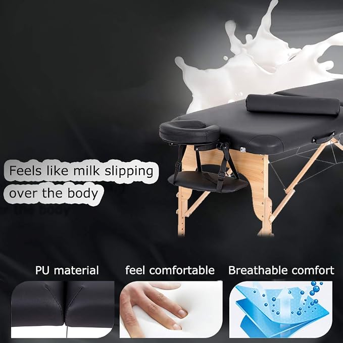 BestMassage Massage Bed Portable Massage Table 28 inch Wide Lash Bed Height Adjustable 2 Folding with Half Bolster Oxford Bag for Spa Footmassage Facial CareSpa Tattoo