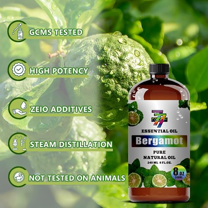Bergamot Essential Oil, Bergamot Oils, for Diffuser, Humidifier, DIY Candles, Soap, Home, Office, Gift, Essential Oil, GV77ZF Bergamot Fragrance Oil - 8 fl oz (240 ml)
