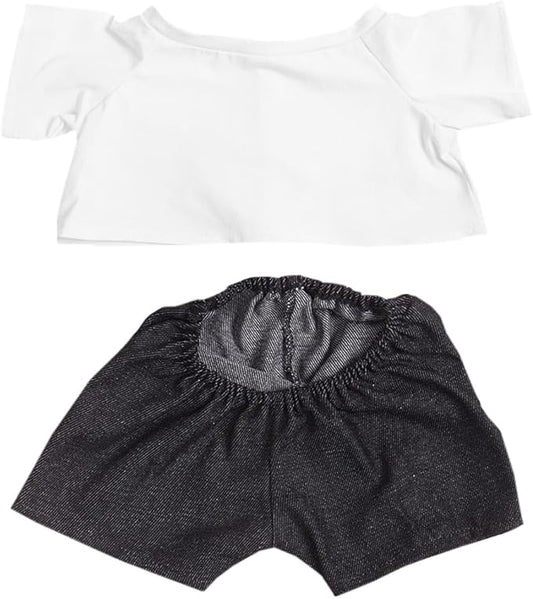 14"-18" Stuffed Animal Clothes T-Shirt Jeans Make Your Own Stuffed Animals Dress Up Accessories (White+Black)