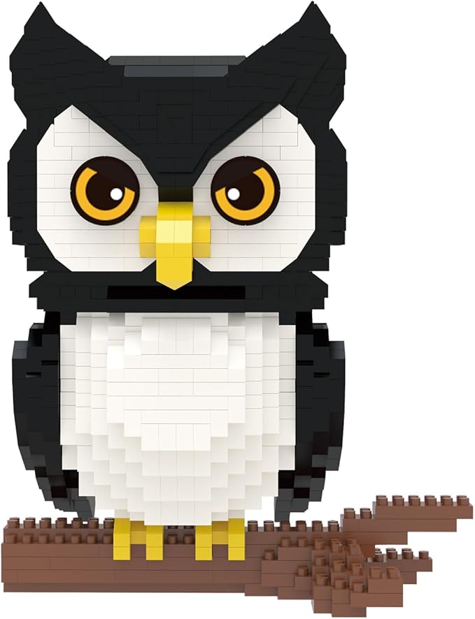 Larcele Animal Series Micro Building Blocks Animal Set, DIY Mini 3D Building Toy Bricks Kit,1216 Pieces KLJM-07 (Owl)