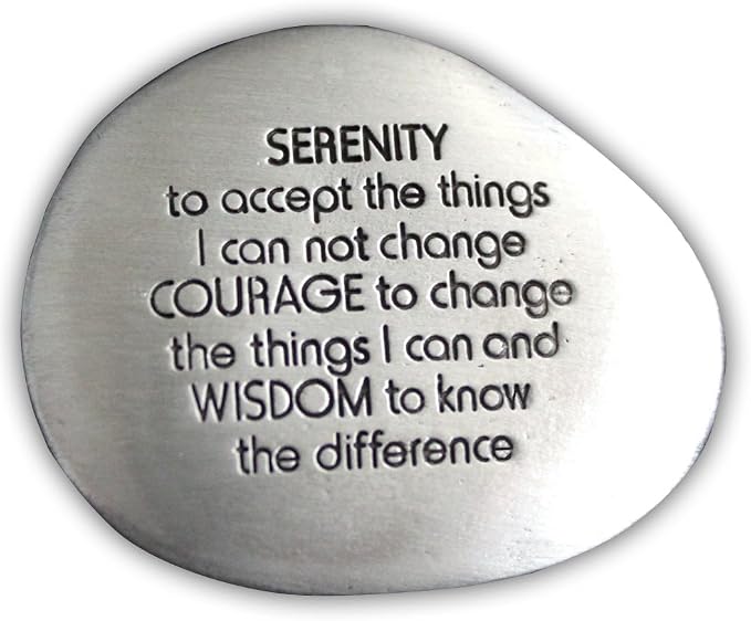 Cathedral Art Serenity Prayer Soothing Stone - Engraved Rock with Inspirational Words, Mindfulness and Meditation Stones for Stress, Worry, and Anxiety, 1-1/2-Inch, Silver
