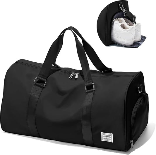 Travel Duffle Bag,Weekender Overnight Bags for Women with Shoes Compartment,Tote Gym Bag Personal Item Carry On Bag for Travel Business Trips Sport Hospital Dance Black