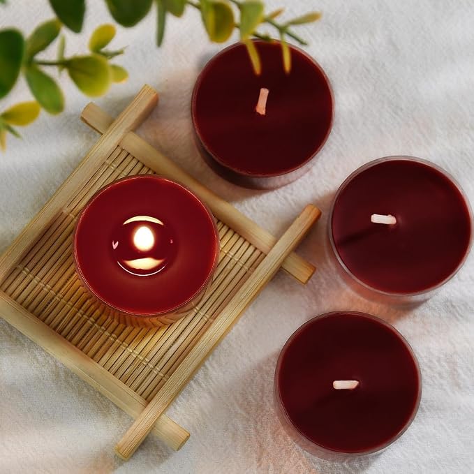 DEYBBY Scented Tealight Candles, Long Lasting Soywax Tea Candle Used for All of Holders|Clear Cup|24 Counts|Up to 4 Hour Burn Time|Apple Cinnamon