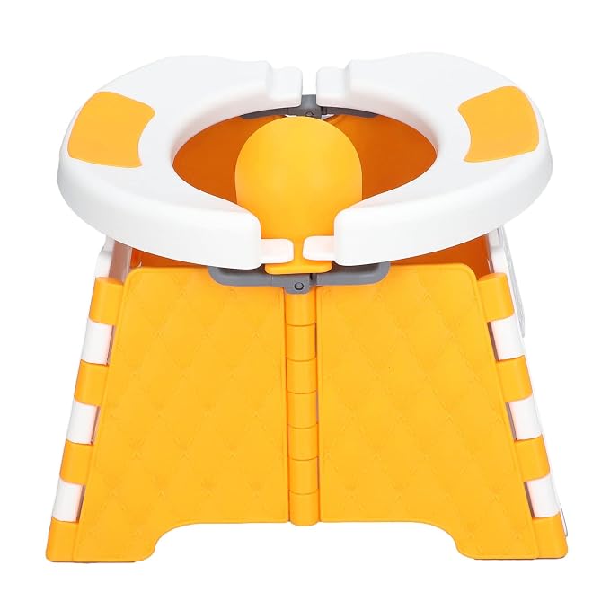 Foldable Toddler Toilet Portable Potty Training Seat with Bag Portable Car Baby Potty Chair for Indoor and Outdoor Travel Camping(Orange Hard Pad)