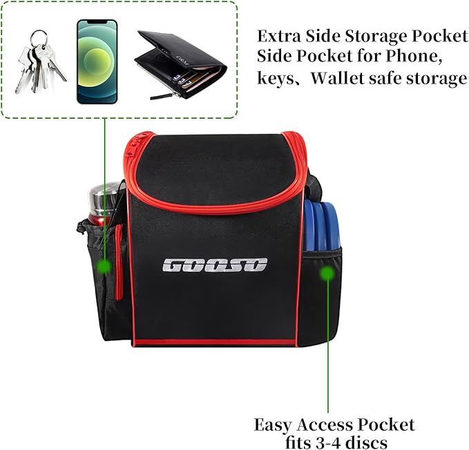 GOOSO Disc Golf Set with Bag - 12 PCS Flying Disc Golf Discs for Beginner with Putter, Midrange, Driver | Portable Disc Golf Backpack Holds 28+ Discs Free Stand Bag Design for Convenient Use