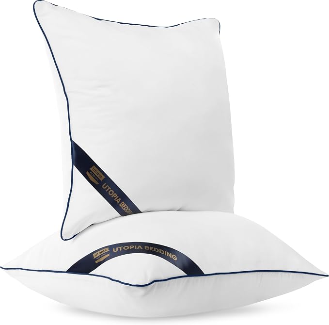 Utopia Bedding 14x14 Throw Pillow Inserts, Decorative Pillows, Pack of 4 | Piping Throw Pillows, Plush & Supportive, Aesthetic Cushion Sham Stuffer for Sofa, Office, Couch & Bed, Set of 4, White
