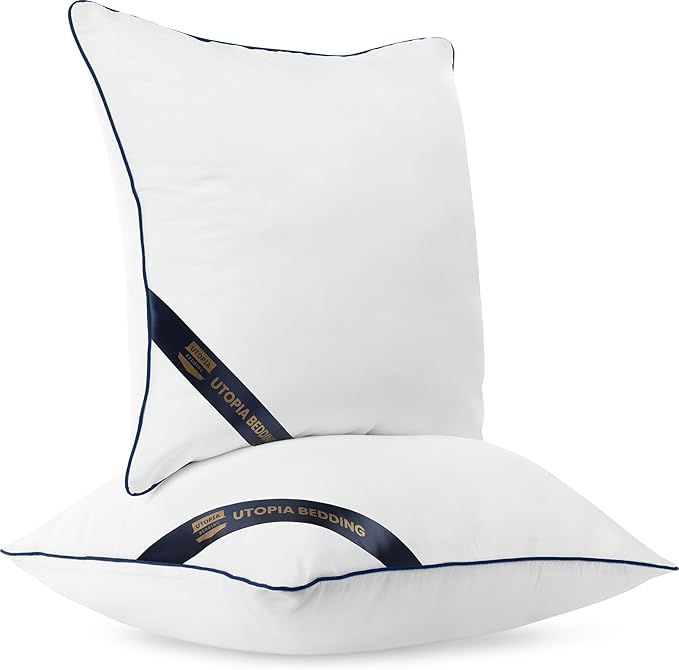 Utopia Bedding 24x24 Throw Pillow Inserts, Decorative Pillows, Pack of 2 | Piping Throw Pillows, Plush & Supportive, Aesthetic Cushion Sham Stuffer for Sofa, Office, Couch & Bed, Set of 2, White