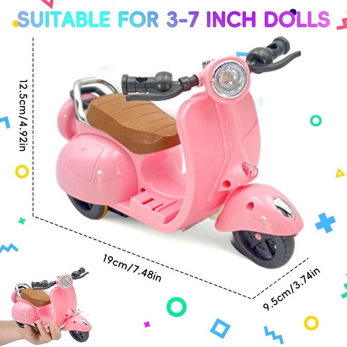 Accessories for 17cm Doll - Cute Doll Motorcycle Toy, Decor Desktop Ornaments for Dolls Collectors (Pink)