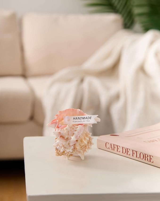 Conch Shape Scented Candle,Minimalist Summer Ocean-Themed Sea Snail Soy Wax Aroma Decorative Candle for Table Photo Prop,Real Pink Whelk Self Love Healing for Women,Fun Beachy Decor