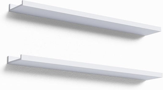 Boswillon Floating Shelves Set of 2, Long Wall Shelf with Lip, 36in, Oak | Display Ledge Shelf for Room Wall, Wall Decor Shelves for Bathroom, Living Room, Bedroom, Kitchen, Nursery Room, Modern, Wood