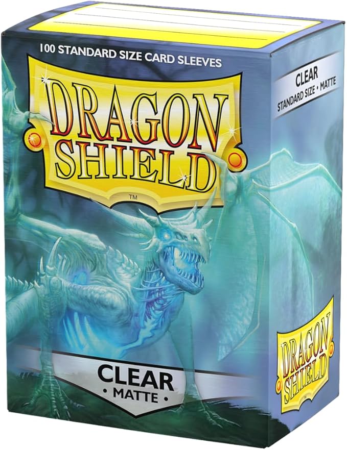 Dragon Shield | Standard Size Card Matte Sleeves | 100 CT - Smooth & Tough Premium TCG Sleeves | Compatible with Pokemon, Flesh & Blood, One Piece & Magic the Gathering | Clear - Matte