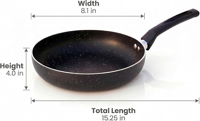 8-Inch Nonstick Frying Pan Skillet, Small Aluminum Omelet Pan for Eggs, Breakfast and Everyday Cooking, Induction Compatible Cookware for Gas, Electric and Ceramic