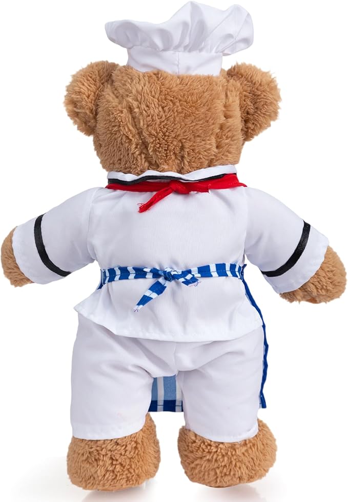 HollyHOME Chef Stuffed Animal Teddy Bear Soft Plush Toy with Chef Uniform Unique Toy Gifts for Kids and Chefs Holiday Birthday Valentine 16 inche