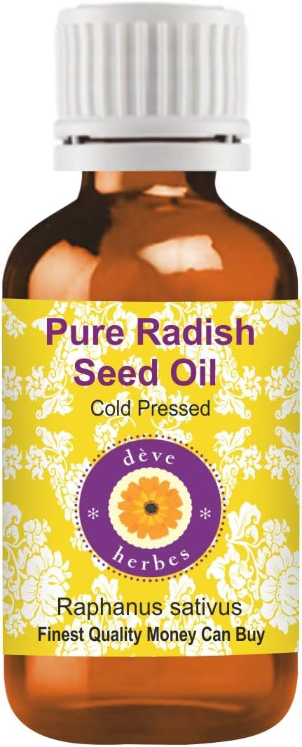 Deve Herbes Radish Seed Oil (Raphanus sativus) | Cold Pressed | Pure | Natural | Undiluted | For Diluting Essential oils | For Skin & Massage | Non-Sticky| Lightweight| Men & Women | 50ml (1.69 oz)
