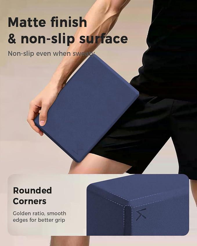 KEEP Yoga Block, High-Density EVA Foam 2 Pack Yoga Block with Non-Slip Textured Surface, Supportive, Lightweight - Ideal for Yoga