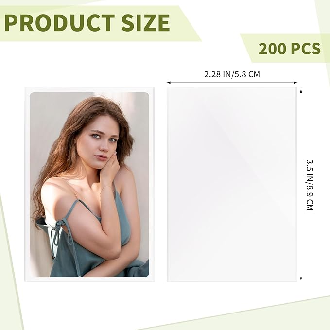 200 Pcs Photocard Sleeves for Kpop 58×89mm Clear Photo Card Sleeves PVC Free & Acid Free Photocards Holder for Kpop Albums Photo Cards