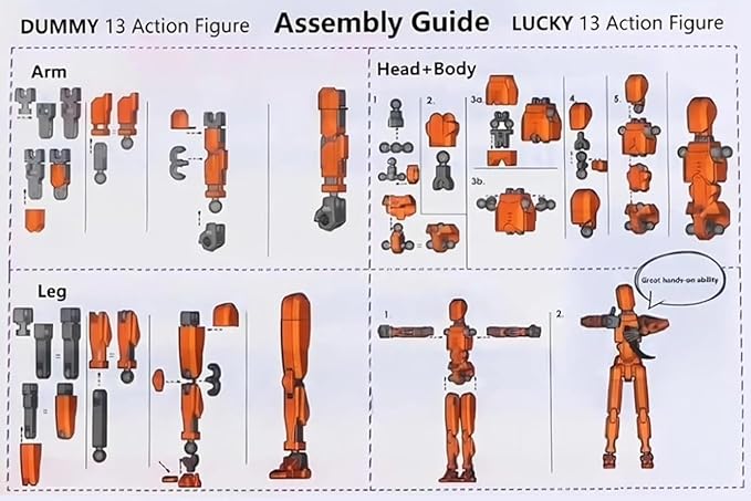 Assembly Completed T13 Action Figure, Titan 13 3D Printed Action Figure, 3D Printed Titan13, Assembled Dummy 13 Lucky 13 Toy Figure
