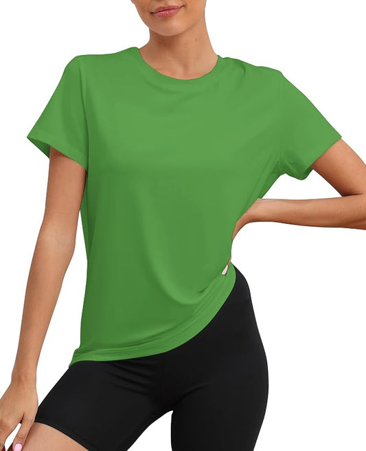 KevaMolly Workout Tops for Women UPF50+ Breathable Loose Fit Yoga T Shirts Short Sleeve Running Gym Athletic Tee Top