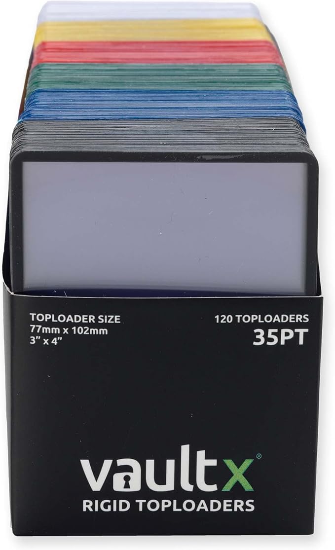 Vault X Toploaders 35pt Multicolour (120 Pack), 3" x 4" Seamless Clear Rigid Card Holders for Trading Cards TCG