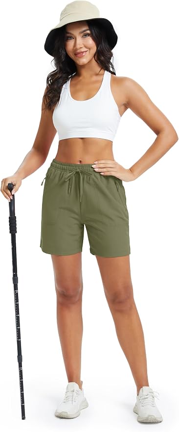 MAGCOMSEN Women's 5" Hiking Shorts UPF 50+ Quick Dry Lightweight Athletic Running Golf Summer Casual Shorts with Pockets