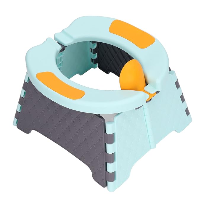 Foldable Toddler Toilet Portable Potty Training Seat with Bag Portable Car Baby Potty Chair for Indoor and Outdoor Travel Camping(Blue Hard Pad)