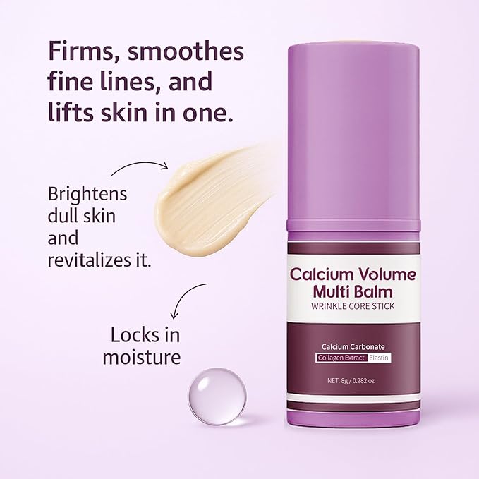 2Pcs Calcium Multi Balm Stick, Calcium Volume Multi Balm, calcium stick for Wrinkles, Hydrating, Firming Skin, Wrinkle Core Stick for Lip Balm Eye Face Neck