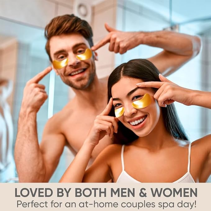 24K Gold Eye Mask for Puffy Eyes, Dark Circles & Wrinkles - Luxurious Under Eye Patches,Eye Patches for Puffy Eyes(Men & Women,20pairs)