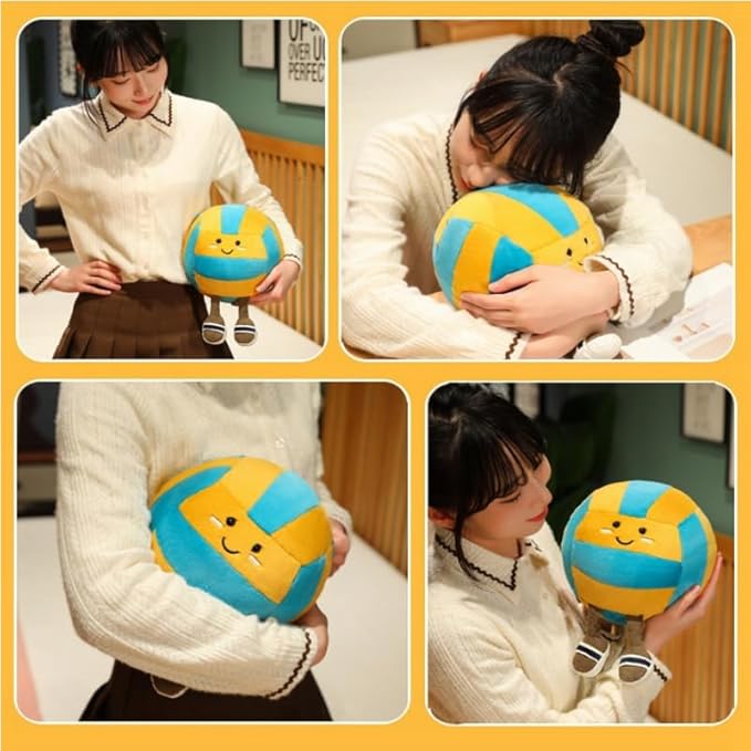 11" Cute Football Plush Toys Soft Stuffed Sport Throw Pillow Plush Ball Gift for Kids Birthday and Christmas Decoration (Volleyball - Yellow)