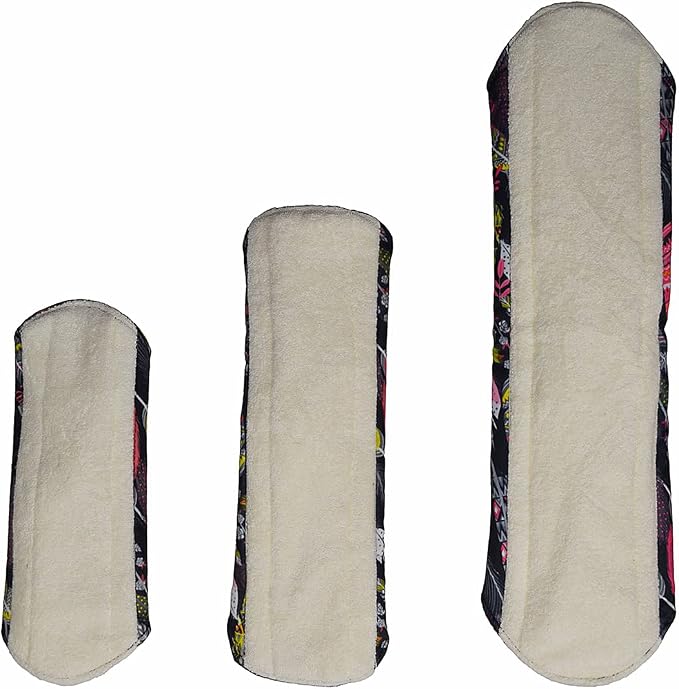 12 Pack Cloth Menstrual Pads,Reusable Sanitary Pads,4 Pieces Panty Liners + 4 Pieces 10 Inch Regular + 3 of 14 Inch Overnight and 1 of Mini Bag,Unscented