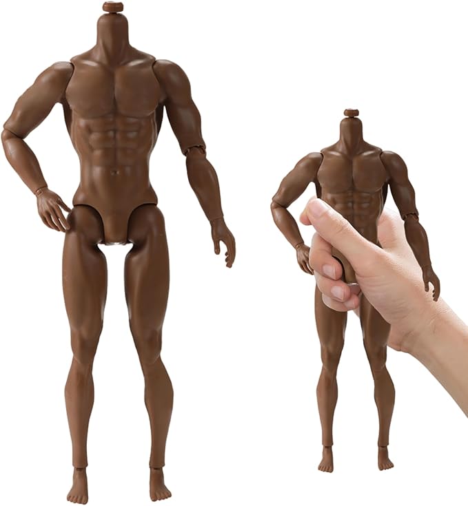 Action Figure Body, 1/6 Scale Action Figure, 6" Multi Jointed Movable Male Muscular Body for Display Collection, Brown