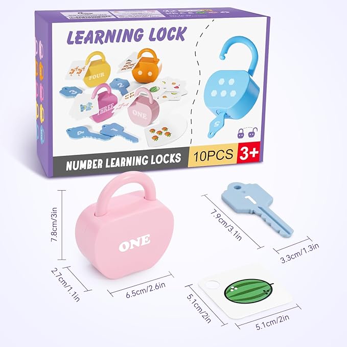 Locks and Key Toddler Toys, Number Counting Cause and Effect Toys for Kids Ages 3-5, Preschool Learning Activities, Kindergarten Classroom Must Haves, Montessori Toy for 3 Year Old