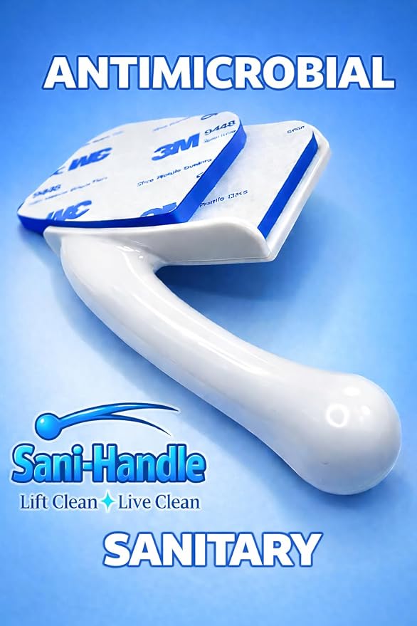 Sani-Handle Toilet Seat Lifter Handle | Industrial strength 3M adhesive. Sticks Strong, Stays Long