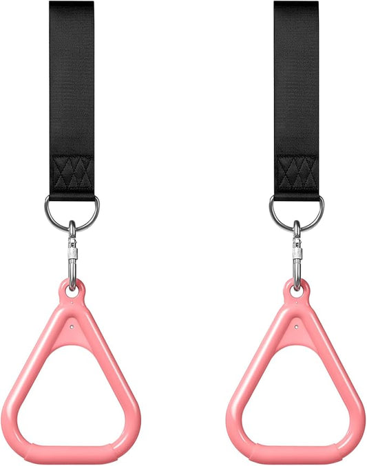 LadyRosian Trapeze Bar Swing Monkey Bars Hanging Ninja Rings Warrior Slackline Obstacle Course Kits for Kid Playground Equipment Accessories (Pink)
