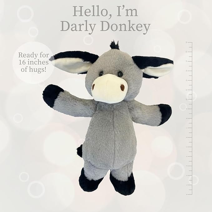 World's Softest Plush Darly Donkey, Lushee, Large, 16" Stuffed Animal for Baby, Toddler, Kids, Adults - Donkey Plush Toy- Adorable Toy Made from Kid-Friendly, Quality Materials