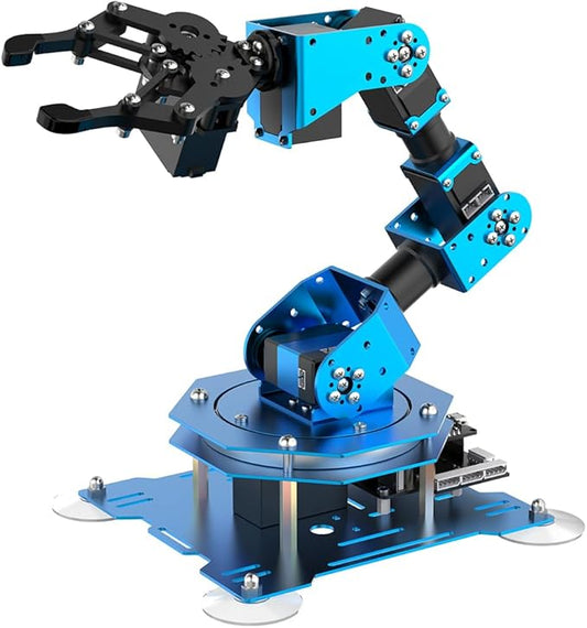 Robotic Arm for Arduino Coding Programming 6DOF STEM Educational Building Robot Arm Kits, 6 AXIS Full Metal Robotic Arm Wireless Controller/PC/App/Mouse Control (Assembled)