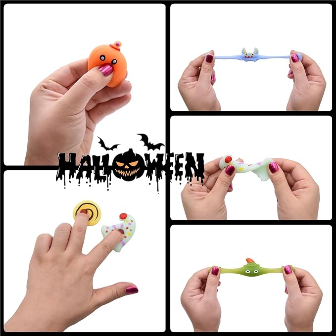 24 Pack Halloween Mochi Squishy Toys Squeeze Squishies Toys for Kids Girls Boys Halloween Goodie Bags Stuffers Party Favors Treat Bag Gifts