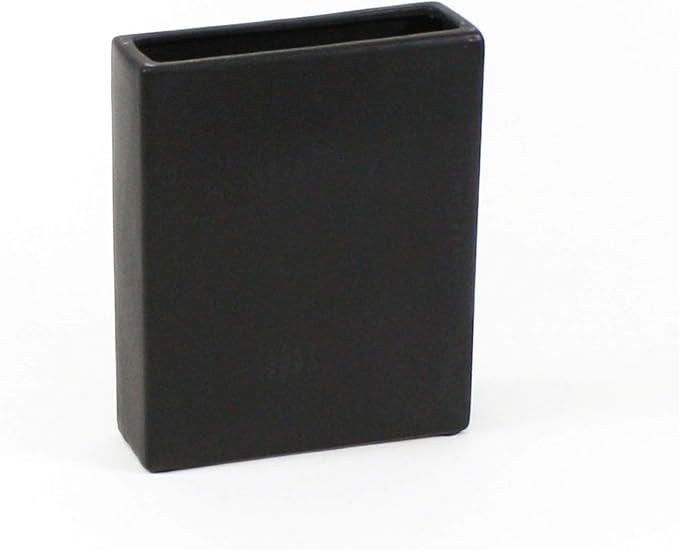 WGV Rectangle Block Ceramic Vase 8" x 2.5" x 10"H Black Tall Narrow Planter Terrarium Floral Centerpiece for Wedding Event Home Decor 1 Piece