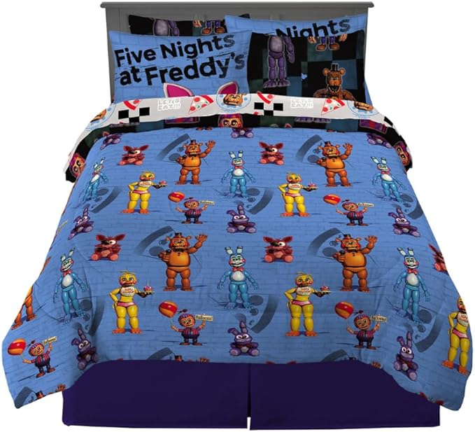 Five Nights At Freddy's Kids Bedding Super Soft & Cozy Comforter and Sheet Set with Sham, 7 Piece Queen Size, (Officially Licensed Product) By Franco