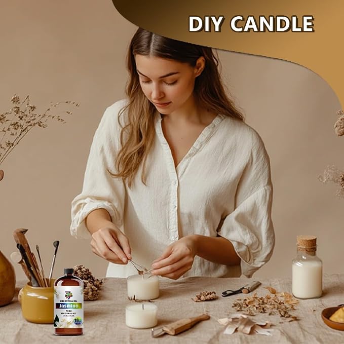 Jasmine Essential Oil, Jasmine Oils, for Diffuser, Massage, Humidifier, DIY Candles, Soap, Bedroom, Yoga, Gift, Essential Oil, GV77ZF Jasmine Fragrance Oil - 16 fl oz (480 ml)