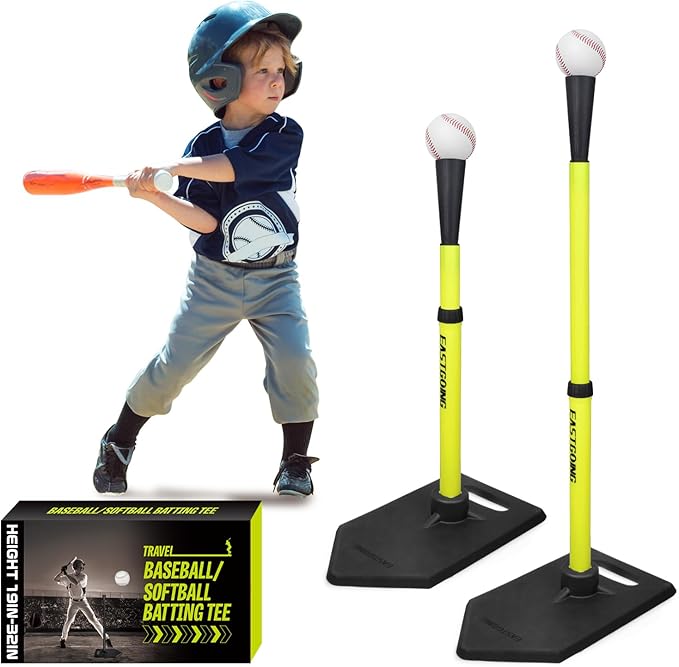 Eastgoing Baseball Tee for Kids, Adjustable 19"-32" Height Telescopic Molded Rubber Tee, Batting Tee,Youth Hitting Tee, Softball Tee for Any Age Player Baseball Practice