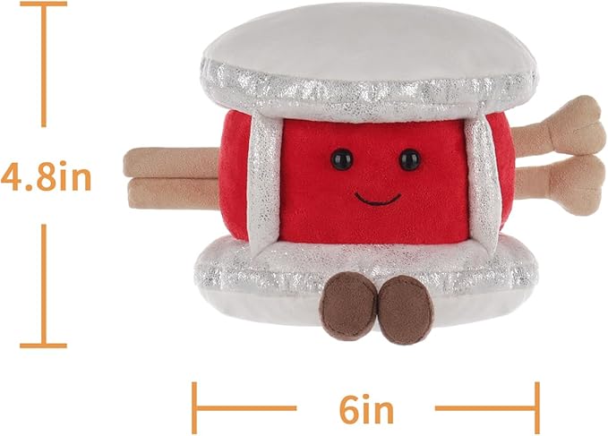 Apricot Lamb Happy Drum Plush Stuffed Animals for Kids, Soft Cute Plush Toys for Baby Girl and Boy, Fluffy Happy Drum Red